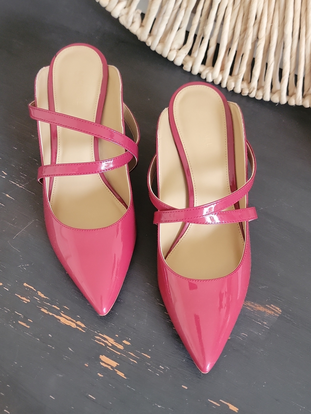 MICHAEL KORS Pointed Toe Pink Patent Mule with Double Straps - Women